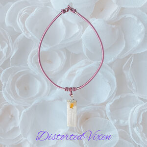 Citrine & Selenite Harmony Necklace | Mauve Cord | Cleansing + Confidence Energy